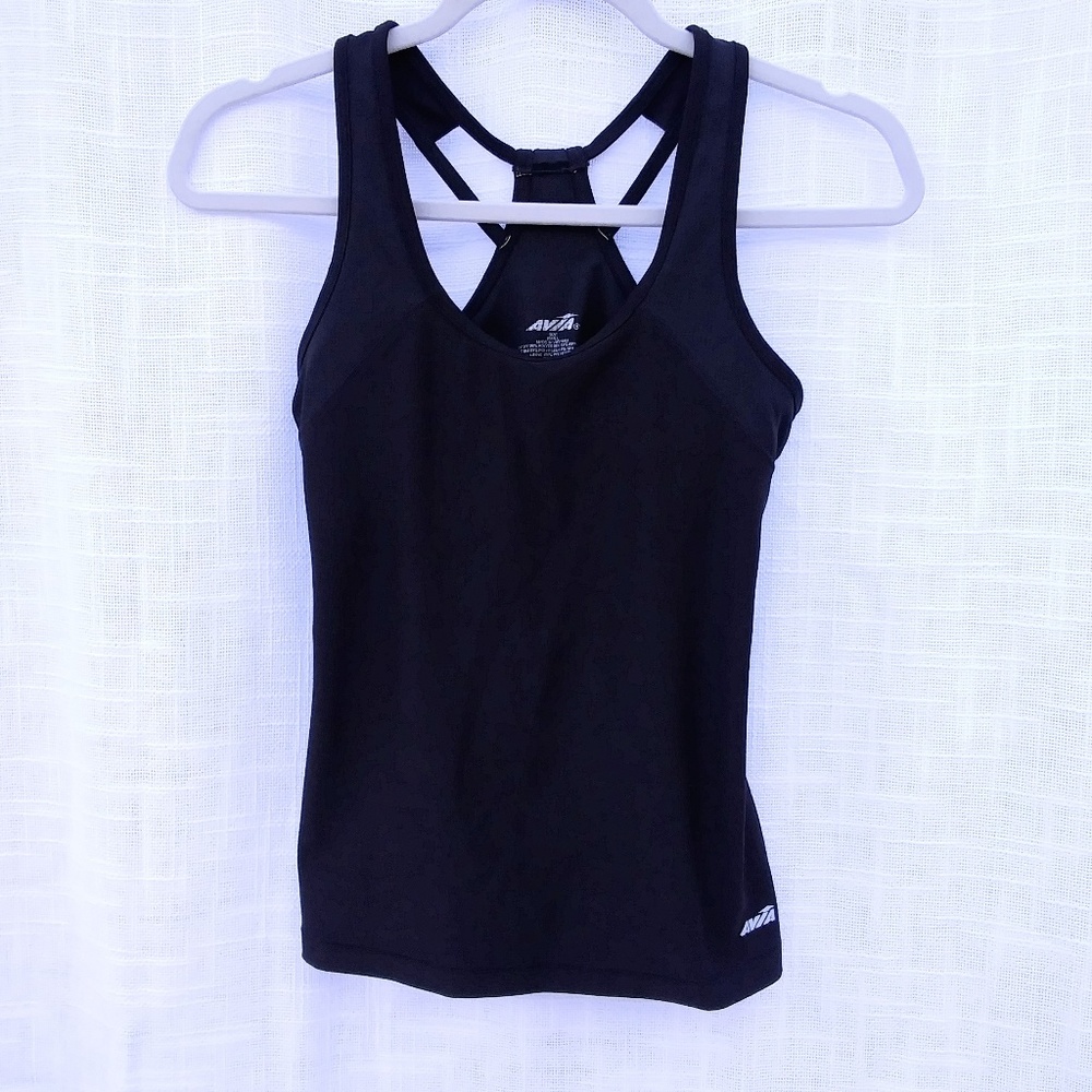 Avia Black Racer Back Workout Exercise Top Sz S